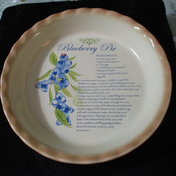 Nantucket Other - Vintage Blueberry Pie Recipe Ceramic Pie Dish 9"